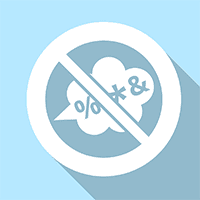 A blue background with a white sign and some type of symbol